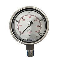 WIKA 232.50 (40 Bar(Psi),dial 100,lower mount) Pressure Gauges