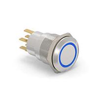 Alcoswitch - TE Connectivity 8-2213764-0 Pushbutton Switches AV19 DPL 0.4VA FIX RING LED BLUE 24V
