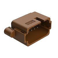 Amphenol SINE Systems AT04-18PD-BM14 Connectors 18 Position, PCB Receptacle, Flangeless, Self-Threading, Keyed D, Nickel Plated Contacts Included, Potted, Brown Body