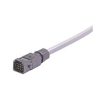 HARTING 33501600304020 Harting Han 1A 12pin IP65 single ended Cable Assembly, unshielded, male, snap-in version, 12x26AWG(0.34mm), PVC gray, 2.0m