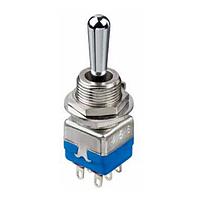 APEM 12146AX545 Toggle Switches 11.9mm Lever Toggle Switch, 4A, 30VDC, Solder Lug, Double Pole, ON-ON, satin chrome