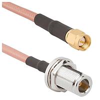 Amphenol RF 095-902-530-006 RF Cable Assemblies N-Type Str Bkhd Jk t RG-142 50 Ohm 6 Inch