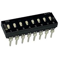 CTS Electronic Components 209-8LPSD DIP Switches THROUGH HOLE, GOLD DIP SWITCH, 8-POLE, LOW PROFILE ACTUATOR, BOTTOM SEAL, STRAIGHT TERMINAL FORM, TUBE PACK