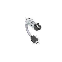 Amphenol Canada DRPC525003A40 Modular Connectors / Ethernet Connectors Cable, Cat6A, Industrial RJ45, 45 deg  top exit to standard ix plug A key, 24AWG, 0.5m, 50u gold