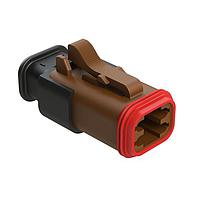Amphenol SINE Systems AT06-4S-SR02BRN Plug 4 Position, Plug, Socket, SR02 Strain Relief (Reduced Diameter Seal), Brown Body