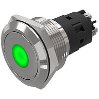 EAO 82-6152.1235 Anti-Vandal 82-6152.1235.Illuminated pushbutton.momentary.22 mm.stainless steel.flush/flat.point.green.110 V.screw terminal