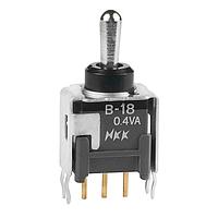 NKK Switches B18JB Process Sealed Subminiature Antistatic Toggles (ON)OFF(ON) .248 BAT STRT BRKT PC .4VA