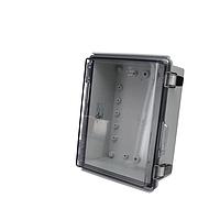 Bud Industries PTQ-11048-C Hinged Cover PC+10% Fiberglass Box, Stainless Steel Latch, Clear Cover (8.3 X 6.3 X 3.9 In)