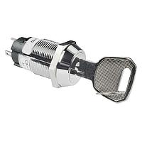 NKK Switches CKL12BFW01-018 Keylock Switches 19MM ON-ON RMVE 1POS FLAT KEY#018 3A LUG