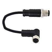 Amphenol LTW M12D04ML-12DMR-SBA05 Sensor Cables / Actuator Cables M Series Sensor Connector, M12, D Code, Metal, 4A, 04 pins, Male Connector, Male Contact, Straight-to-Right Angle, Screw Thread, Overmolded Double Ended, Length 500mm, IP68