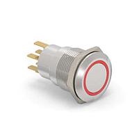 Alcoswitch - TE Connectivity 6-2213764-6 Pushbutton Switches AV19 DPL 0.4VA FIX RING LED RED 12V