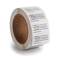 HellermannTyton 597-00125 Adhesive Pre-Printed Prop 65 Label, 2.125" x 1.0", Paper, White/Yellow, 1000/Roll