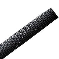 HellermannTyton 170-03018 Cable Protection Braided Sleeving, Expandable, Fray Resistant, Flame Retardant, 0.75" Dia, PET, Black, 75 ft/reel