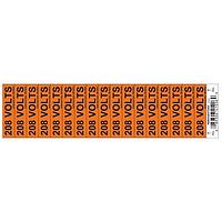 HellermannTyton 596-00933 Labels Voltage Marker, .50" x 2.25", 208 Volts, Vinyl, Orange, 17/card, 50 cards/pkg