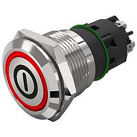 EAO 82-5152.1114.B001 Anti-Vandal 16 mm, Illuminated pushbutton, Aluminium, flush/flush, Screwterminal, Momentary, Silver Contacts, Ring, Green, 24 V AC/DC
