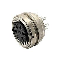 Amphenol Tuchel T3359100U Connectors Rear mounting female receptacle with ring nut (hex nut available upon request). Contacts included. Contact arrangement according to DIN EN 61076-2-106 "0X-b".
