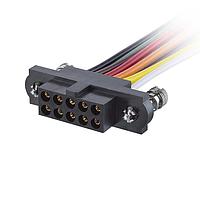 Harwin M80-FB11068FC-0150L Rectangular Cable Assemblies 5+5 Pos. Female T-Contact DIL 22AWG Cable Assembly, 150mm, single-end, 101Lok