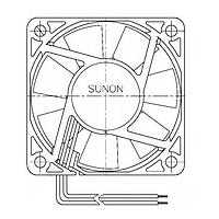 Sunon GF60151B9-1E00U-AE9 Axial Axial Fan, 60x60x15mm, 12VDC, 10.6CFM, 0.05"H2O, Ball, Wire, Auto Restart, IP68
