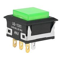 NKK Switches UB15KKG015F-FF Pushbutton Switches SPDT ON-(ON) GREEN