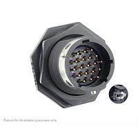 Eaton Souriau-Sunbank UTGX714D19P32 Receptacles Jam nut receptacle & hold down clips,without backshell, with 19 male PCB contacts, IP68/69K in unmated conditions