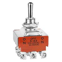 NKK Switches S43T Medium capacity standard size toggles 4PDT ON-OFF-ON SCREW LUG