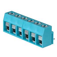 Same Sky (formerly CUI Devices) TB003V-500-P06BE Fixed Terminal Blocks Terminal block, screw type, 5.00 , vertical, 6 poles, CUI Blue, Philip's head screw, PCB mount