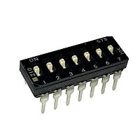 CTS Electronic Components 210-7MSD DIP Switches THROUGH HOLE, GOLD FLASH DIP SWITCH, 7-POLE, MEDIUM ACTUATOR, BOTTOM SEAL, STRAIGHT TERMINAL FORM, TUBE PACK