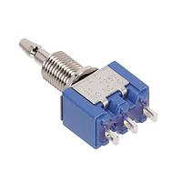 Nidec Components 8R1021-N-Z Sealed SPDT, ON-(ON), snap-action pushbutton, 1/4"-40 threaded bushing, solder lug terminals, 3A @ 125V AC