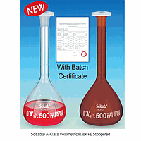 SciLab SL.Fla1371 Flask, Volumetric, A-Class, Amber, with Glass Stopper, 5,000㎖, ±1.2㎖, 34/35