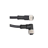 Amphenol LTW M12A03FL-12AFR-SB005 Sensor Cables / Actuator Cables M12 Circular Metric Connector, A Code, Metal, 4A, 03 pins, Female Connector, Female Contact, Straight-to-Right Angle, Screw Thread, Overmolded Double Ended, Length 5000mm, IP68 / IP69K