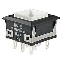 NKK Switches UB25KKW016F Pushbutton Switches SQ ON(ON) GREEN LED SOLDER LUG BODY ONLY