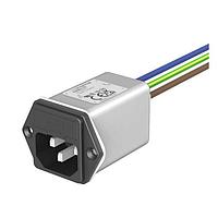 Schaffner FN9262S-4-07 Inlets IEC Inlet HP Filter with Dual Fuse 250VAC, 4A, Wire, Snap-in Vertical 0.6 to 1.5mm