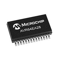 Microchip Technology AVR64EA28-I/STX MCUs 64KB, RWW, 6KB RAM, 28p, 20MHz, CFD, 12b ADC, PGA, 2xComp, DAC, 3xUART, SPI, TWI