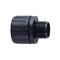 HellermannTyton 166-90305 Cable Protection HelaGuard Non-Metallic IP66 Fitting, Straight, 1/2" NPT Thread, 0.38" Dia, PA66, Black, 10/pkg