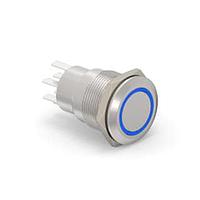 Alcoswitch - TE Connectivity 5-2213764-9 Pushbutton Switches AV19 DPM 5A FIX RING LED BLUE 24V