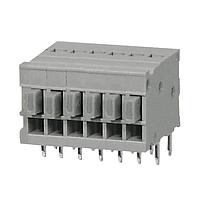 Same Sky (formerly CUI Devices) TBL009-254-06GY-2GY Fixed Terminal Blocks Terminal block, screwless, 2.54, Horizontal, 6, Gray w Gray Button