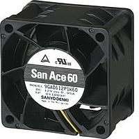 Sanyo Denki 9RA0612F40021 Axial DC Axial Fan, 60x60x25mm, 12VDC, 22Pa, 3x Wire, Ribless, Low Noise, Sensorless
