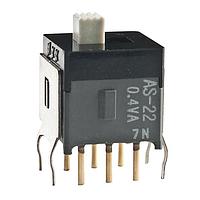 NKK Switches AS22AB Subminiature Slides DPDT ON-ON .098' STRAIGHT W/BRACKET