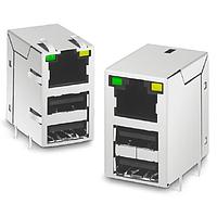 Pulse Electronics JW0-0013NL RJ45 USB Connector USB/RJ45 THT COMBO GIGABIT