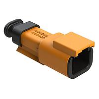 Amphenol SINE Systems ATM04-2P-SR01OR Connectors 2 Position, Receptacle, Pin, Strain Relief End Cap, Orange Body