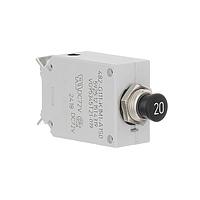 E-T-A Circuit Breakers 482-G111-K1M1-A1S0-20A Thermal Single pole compact high performance thermal circuit breaker with tease-free, trip-free, snap action mechanism and push/pull on/off manual actuation (M-type TO CBE to EN 60934). An indicator band on the push button clearly shows the tripped/off posit