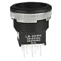 NKK Switches LB26WKW01 Pushbutton Switches DPDT ON-ON BLACK BODY ONLY PANEL SEAL