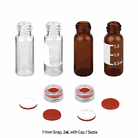 SciLab SL.Vi1114 Vial, 2㎖, Amber, Snap-top, w/ White Patch & Cap & White PTFE / Red Sil. Septa