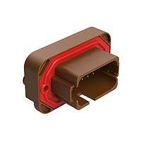 Amphenol SINE Systems AT15-18PD-BM02BN Connectors 18 Position, Straight Flange Mount PCB Receptacle, Gold Plated Contacts Included, Potted, Keyed D, Brown