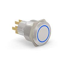 Alcoswitch - TE Connectivity 6-2213772-0 Pushbutton Switches AV22 DPM 0.4VA MOVE RING LED BLUE 24V