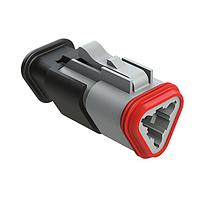 Amphenol SINE Systems AT06-3S-SR02GRY Plug 3-Way Plug Female Connector with Strain Relief Endcap, and Reduced Seal, Gray