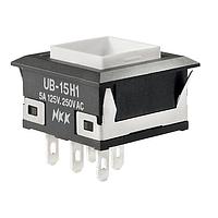 NKK Switches UB15KKW015D Pushbutton Switches SQ ON(ON) AMBER LED SOLDER LUG BODY ONLY
