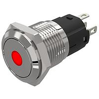 EAO 82-4251.2215 Anti-Vandal 82-4251.2215.Illuminated pushbutton.maintained.16 mm.chrome colour.flush/flat.point.red.110 V.soldering terminal