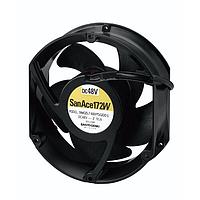 Sanyo Denki 9WG5748G5002 Axial Axial Fan, 172x150x51mm Round/Sidecut, 48VDC, Splash Proof, Ribless, IP68 Rated