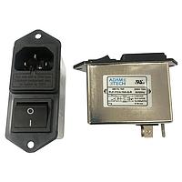 Adam Tech PLF-11C4-10A-Q-R Power Line Filters EMI/RF Line Filter, 115/250VAC 10A, flanged module w/ fuse and switch